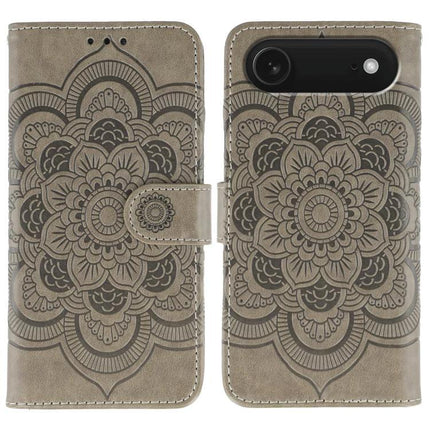 Sun Mandala Leather Phone Case For Everyday Use with PU leather, TPU core, wallet slots and embossed sun mandala pattern