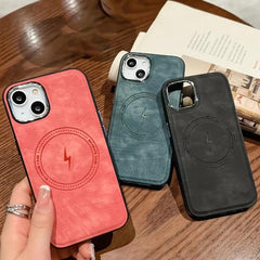 Premium TPU and PU Hybrid Magsafe Phone Case for iPhone 15 Plus, Series 3