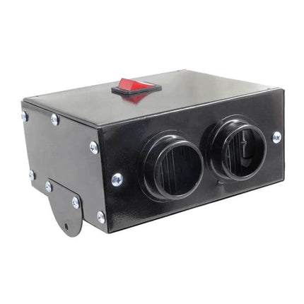 Car 500W High-Power Defroster Heater 12V 2-Hole Windshield compact under-dash unit with dual round vents and red power switch