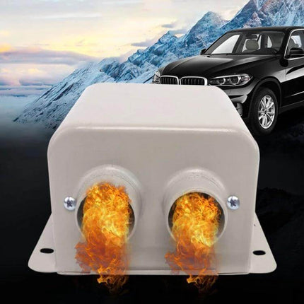 Car 500W High-Power Defroster Heater 12V 2-Hole Windshield compact under-dash unit blowing warm air to clear ice and fog from windshield