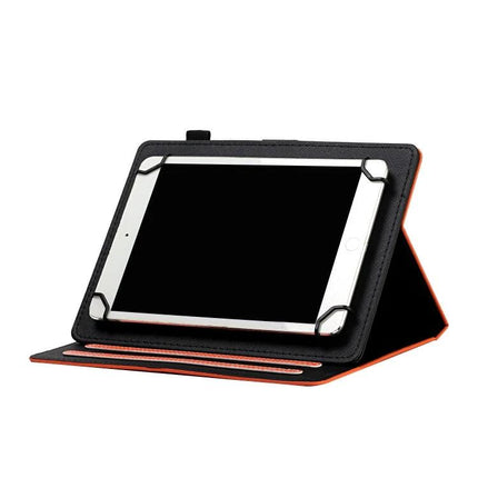 Universal Leather Tablet Case with Card Slots for 7-10 Inch Devices in black leather with stand and card slots