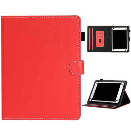 Universal Leather Tablet Case with Card Slots for 7-10 Inch Devices - Red folio with card slots and adjustable stand