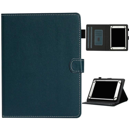 Universal Leather Tablet Case with Card Slots for 7-10 Inch Devices in teal leather with built-in stand and card slots