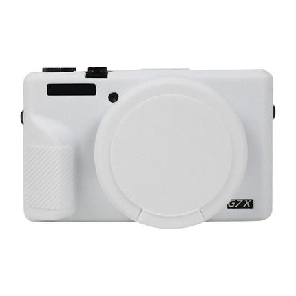 Soft Silicone Protective Case with Lens Cover for Cameras on Canon PowerShot G7 X Mark III white protective silicone case with full button access