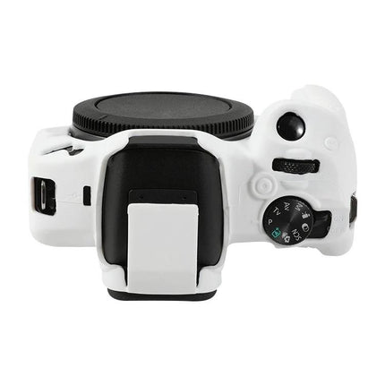 Soft Silicone Protective Case for Canon EOS R50 Camera in white, top view showing camera body coverage and control access