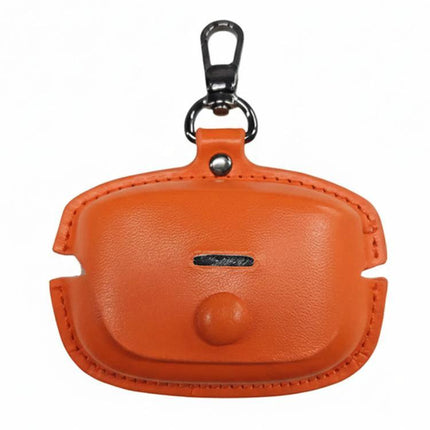 Stylish Leather Case for Protecting Earphones During Daily Commutes orange PU leather keychain earphone protective case