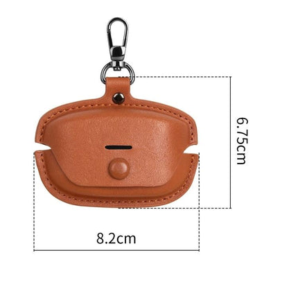 Stylish Leather Case for Protecting Earphones During Daily Commutes brown PU leather keychain case with dimensions 8.2x6.75cm