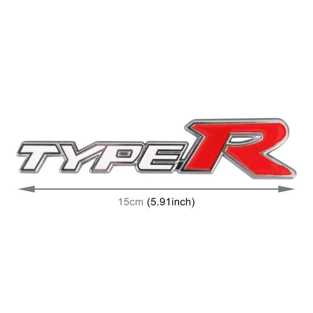 Personalized Aluminum Alloy TYPE-R Car Decorative Stickers, 15x3cm chrome and red TYPE-R emblem for hood or bumper, 15cm length