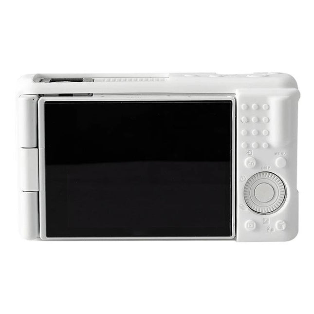 Soft Silicone Protective Case for Sony Compact Cameras on white Sony ZV-1F back showing screen and controls, slim stretchable protective cover