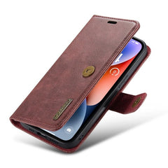 DG.MING Premium Magnetic Leather Wallet Case with Crazy Horse Texture for iPhone 15