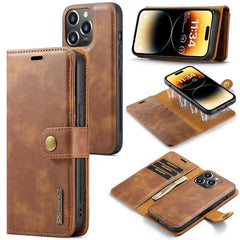 DG.MING Premium Magnetic Leather Wallet Case with Crazy Horse Texture for iPhone 15