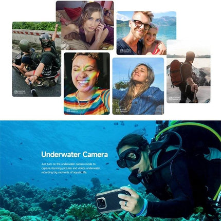 Ulefone Rugged Phone for Everyday Outdoor Adventures underwater diver using rugged phone to capture photos and stay connected