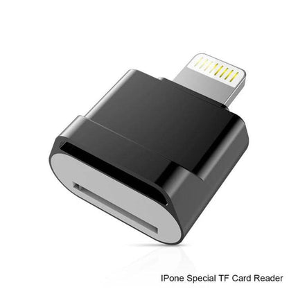 MicroDrive 8-Pin TF Card Adapter for iPhone and iPad black Lightning TF card reader for photographers and media transfer