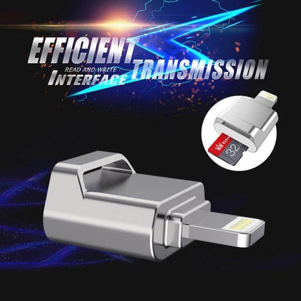 MicroDrive 8-Pin TF Card Adapter for iPhone and iPad - silver Lightning TF card reader for quick photo and file transfer, supports CLASS10
