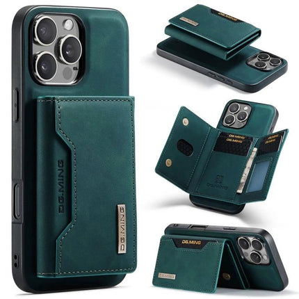 DG.MING Leather Phone Wallet For Daily Carry green leather phone wallet with cardholder and magnetic flap shown on iPhone