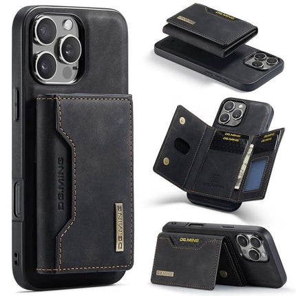 DG.MING Leather Phone Wallet For Daily Carry black leather phone wallet with card slots, magnetic closure and slim protective case