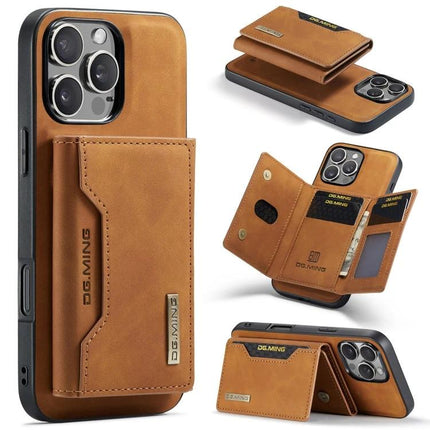 DG.MING Leather Phone Wallet For Daily Carry brown leather phone wallet with card slots, magnetic fold, and protective PC TPU case