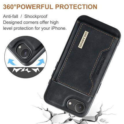 DG.MING Leather Wallet Case For Everyday Phone Carry, Compact - black leather wallet phone case with card slots, magnetic closure and 360° protection