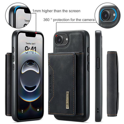DG.MING Leather Wallet Case For Everyday Phone Carry, Compact - black leather magnetic wallet phone case with card slots and raised camera protection
