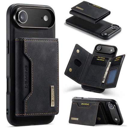 DG.MING Leather Phone Wallet For Daily Carry black leather phone wallet with card slots, magnetic folding design and slim protective case