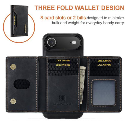 DG.MING Leather Phone Wallet For Daily Carry three-fold leather phone wallet with 8 card slots, ID window and cash pocket