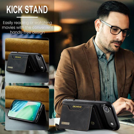 DG.MING Leather Phone Wallet For Daily Carry shown as a leather kickstand phone wallet holding phone and cards for hands-free viewing
