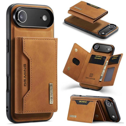 DG.MING Leather Phone Wallet For Daily Carry brown leather phone wallet with card slots and protective PC TPU case
