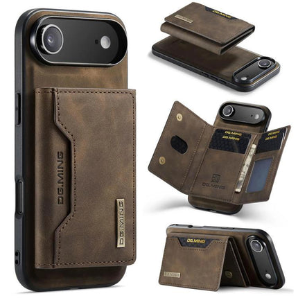 DG.MING Leather Phone Wallet For Daily Carry brown leather phone wallet with card slots, magnetic folio and camera cutout for daily protection and easy access