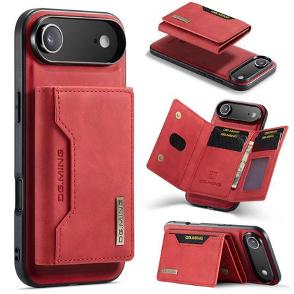 DG.MING Leather Phone Wallet For Daily Carry red leather phone wallet with card slots, magnetic flap and slim protective PC/TPU case