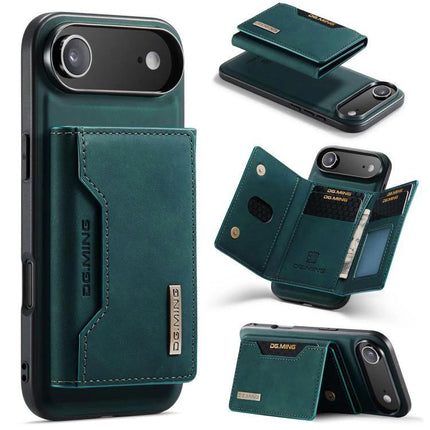 DG.MING Leather Phone Wallet For Daily Carry green leather cardholder wallet attached to phone protective case