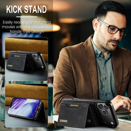 DG.MING Leather Wallet Case For Everyday Phone Carry, Compact