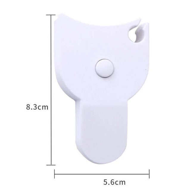 Automatic Precision Waist Measurement Ruler With One Click Reset white compact handheld device showing one-click reset button and measurements 8.3x5.6cm