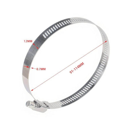 Stainless Steel Hose Clamps 91-114mm For Fuel Lines - stainless steel 3042 hoop clamp, adjustable 91–114mm diameter, corrosion-resistant