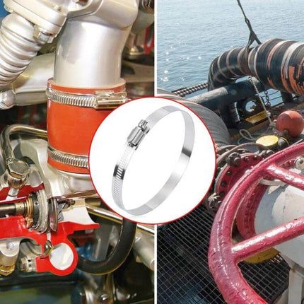 Stainless Steel Hose Clamps 91-114mm For Fuel Lines - stainless steel 3042 hoop clamp securing fuel and coolant hoses, corrosion-resistant, 91–114 mm