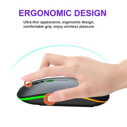 HXSJ Quiet Wireless Mouse for Everyday Office Tasks with Adjustable Settings image showing ergonomic ultra-thin design and silent clicking in hand