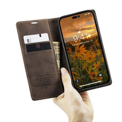 CaseMe 013 Versatile Leather Wallet Case with Horizontal Viewing Stand for iPhone 15 Pro Max