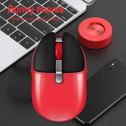 HXSJ Rechargeable Wireless Mouse for Everyday Computing red silent wireless mouse beside laptop and smartphone, cordless energy-saving design