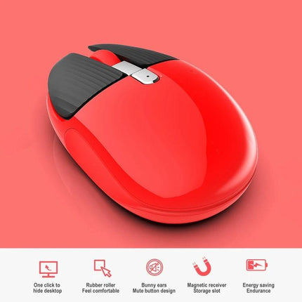 HXSJ Rechargeable Wireless Mouse for Everyday Computing - red silent ergonomic cordless mouse with energy-saving mode
