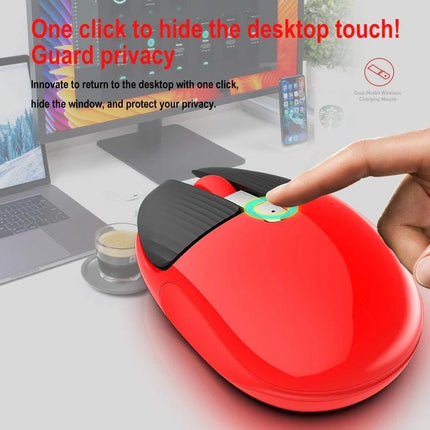 HXSJ Rechargeable Wireless Mouse for Everyday Computing red ergonomic silent wireless mouse with one-click desktop hide feature