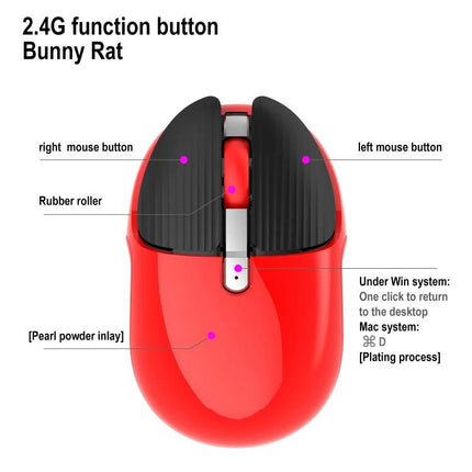 HXSJ Rechargeable Wireless Mouse for Everyday Computing red 2.4G wireless silent ergonomic design with rubber roller and function button