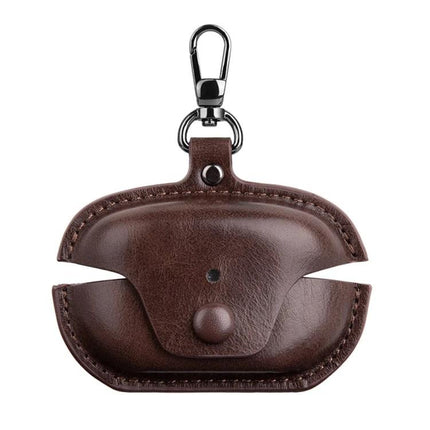 Stylish Leather Case Protects Earphones During Daily Outings - Brown PU Leather Clip-On Earphone Protective Case