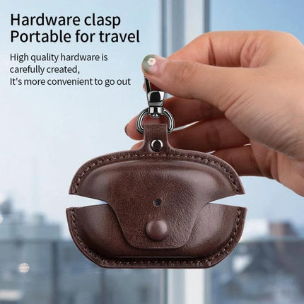 Stylish Leather Case Protects Earphones During Daily Outings with PU leather clasp and compact protective design