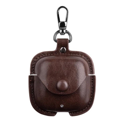 Protective Leather Case for Everyday Earphone Storage brown PU leather keychain case with snap closure