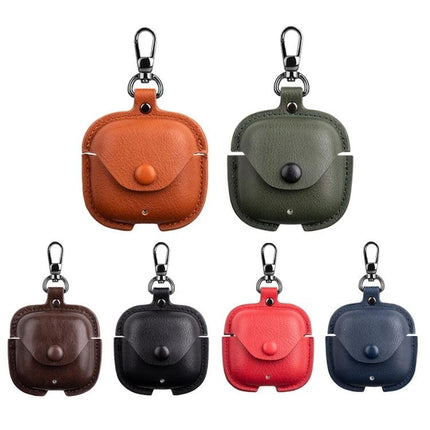 Protective Leather Case for Everyday Earphone Storage in assorted PU leather colors with carabiner clip for commuting and workout protection