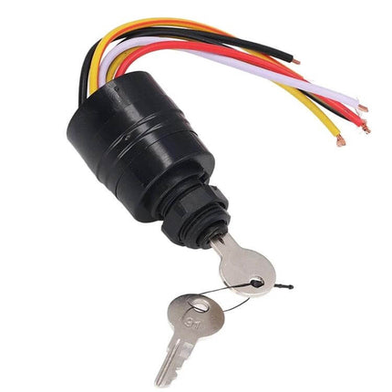Mercury Outboard Ignition Key Switch For Easy Engine Start - black ABS ignition switch with two keys and multicolor wires