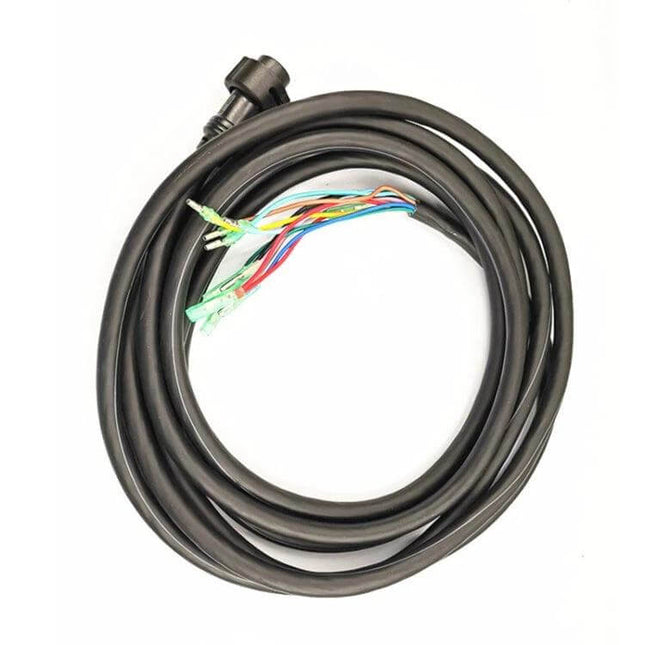 Yamaha Outboard 10 Pin Control Box Extension Cable 5.2m coiled black cable with 10-pin connector and colored wire ends for helm routing