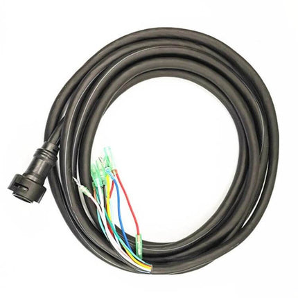 Yamaha Outboard 10 Pin Control Box Extension Cable 5.2m coiled black extension cable with 10-pin connector and color-coded wires for helm routing