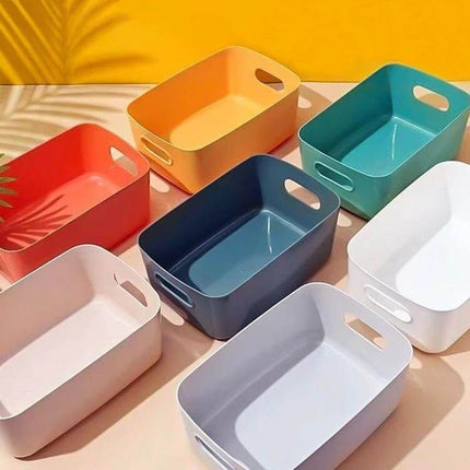 Desktop Snack Storage Basket, Three Sizes For Kitchen And Desk - colorful polypropylene desk and kitchen organizers set
