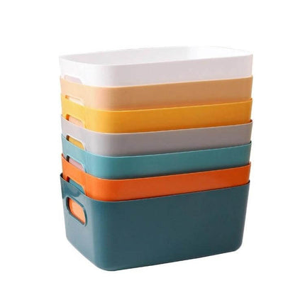 Desktop Snack Storage Basket, Three Sizes For Kitchen And Desk - stacked colorful PP organizers for snacks, office supplies, cosmetics