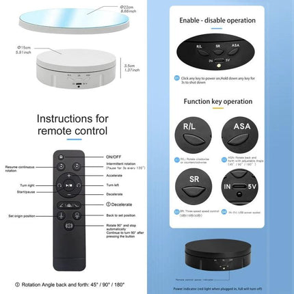 22cm Electric Rotating Display Stand with Remote Control